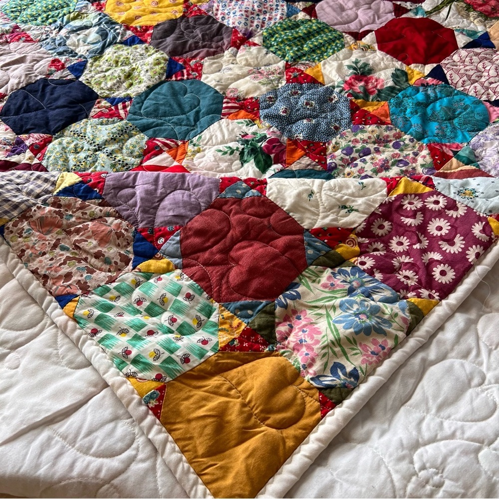 Vintage Patchwork Quilt – Handmade – 85” x 75” - Picture 6 of 12